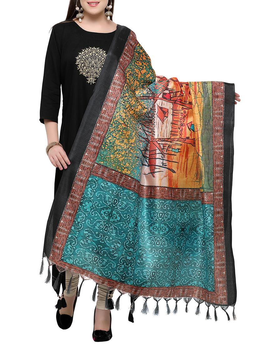 multi colored khadi printed dupatta - 15236093 - Zoom Image - 1