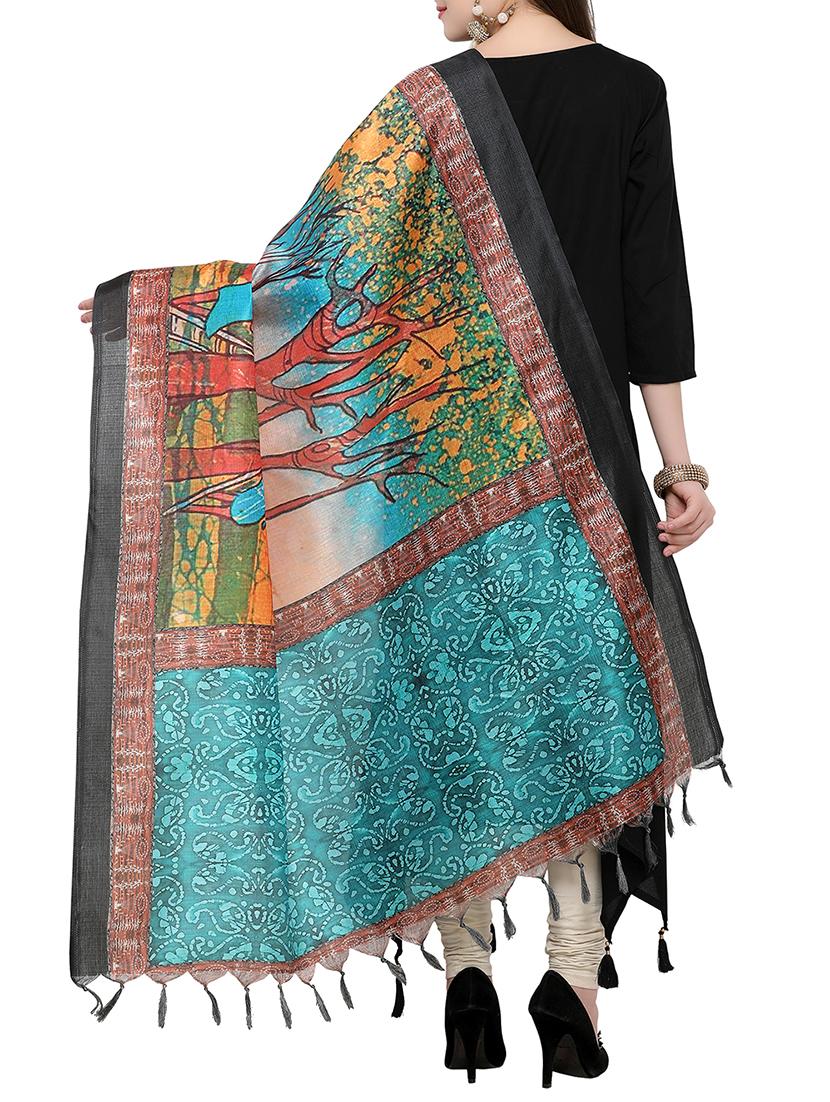 multi colored khadi printed dupatta - 15236093 - Zoom Image - 2
