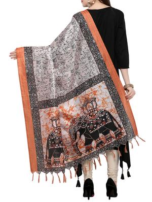 black khadi printed dupatta - 15236094 - Standard Image - 2