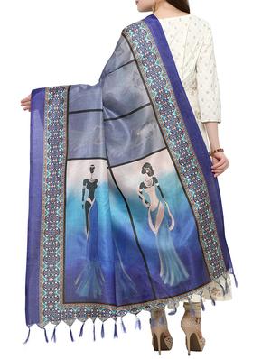 blue khadi printed dupatta - 15236098 - Standard Image - 2