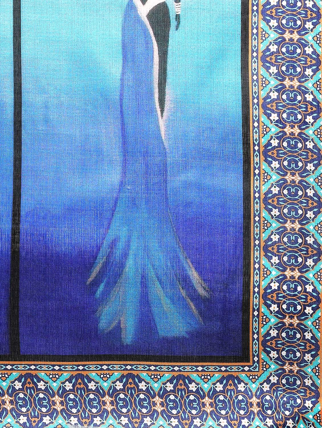 blue khadi printed dupatta - 15236098 - Zoom Image - 3