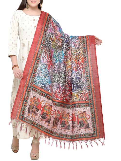 multi colored khadi printed dupatta - 15236106 - Standard Image - 1
