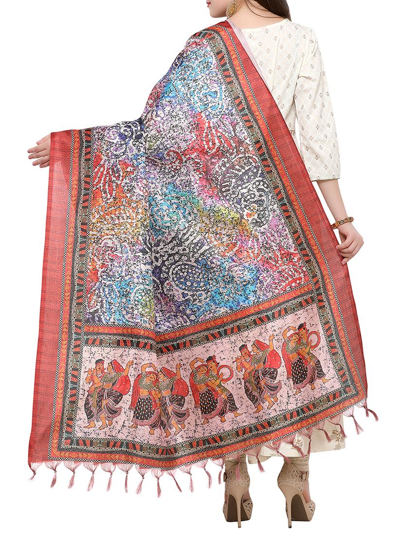 multi colored khadi printed dupatta - 15236106 - Zoom Image - 2
