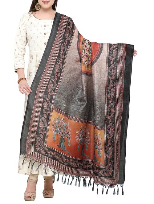 multi colored khadi printed dupatta - 15236111 - Very Small Image - 1