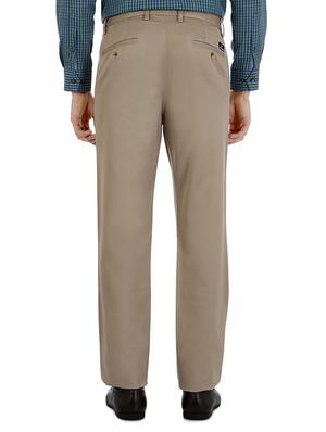 beige cotton flat front casual trousers - 15236244 - Standard Image - 3