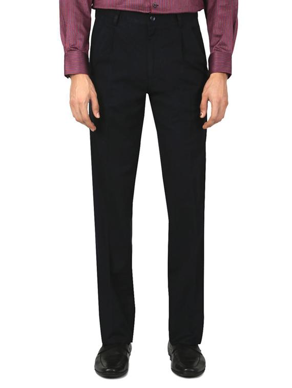 navy blue cotton pleated trousers formal - 15236311 - Zoom Image - 1