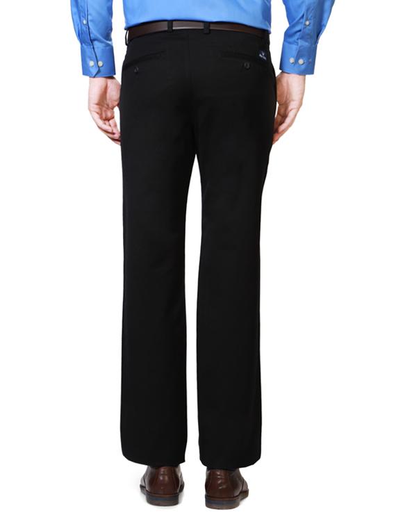 black cotton flat front trousers formal - 15236313 - Zoom Image - 2