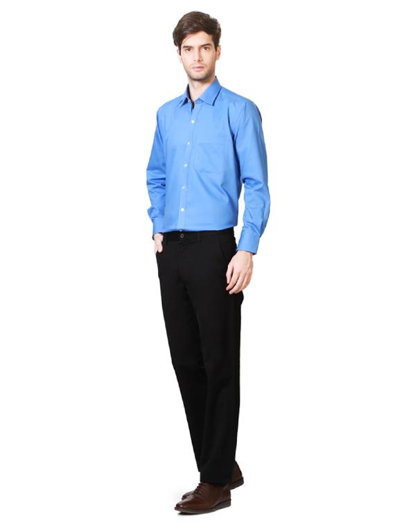 black cotton flat front trousers formal - 15236313 - Zoom Image - 3