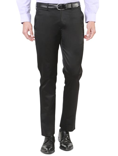 black polyester blend flat front formal trouser - 15236329 - Standard Image - 1