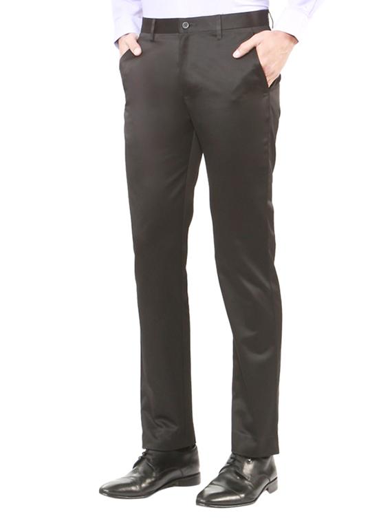 black polyester blend flat front formal trouser - 15236329 - Zoom Image - 2