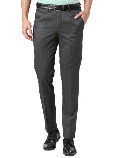 grey polyester blend flat front formal trouser - 15236332 - Very Small Image - 1