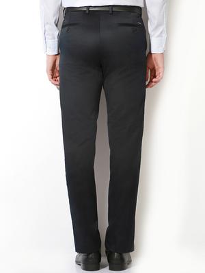 navy blue cotton blend flat front formal trouser - 15236357 - Standard Image - 2