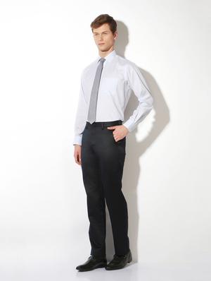 navy blue cotton blend flat front formal trouser - 15236357 - Standard Image - 3