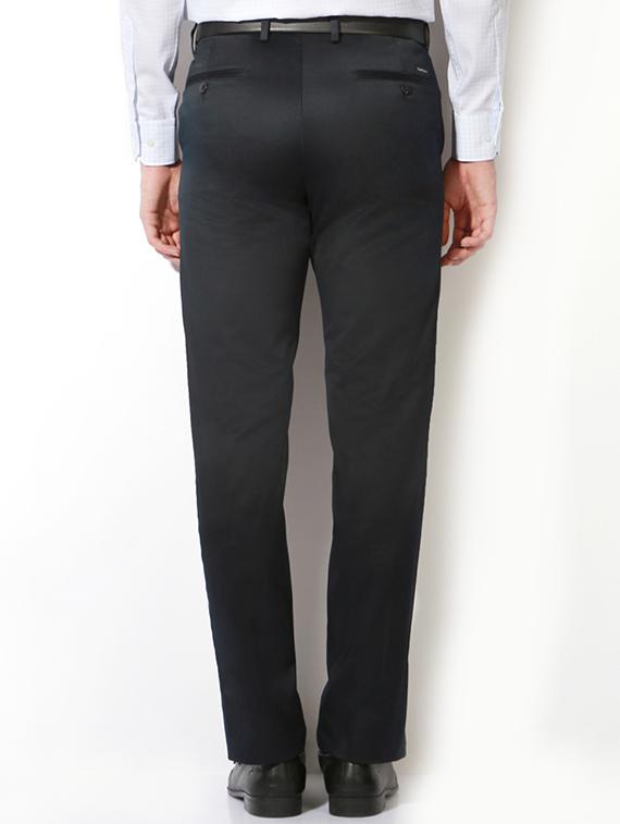 navy blue cotton blend flat front formal trouser - 15236357 - Zoom Image - 2