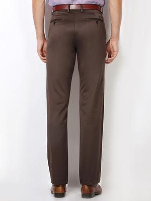 brown polyester blend flat front formal trouser - 15236361 - Standard Image - 2