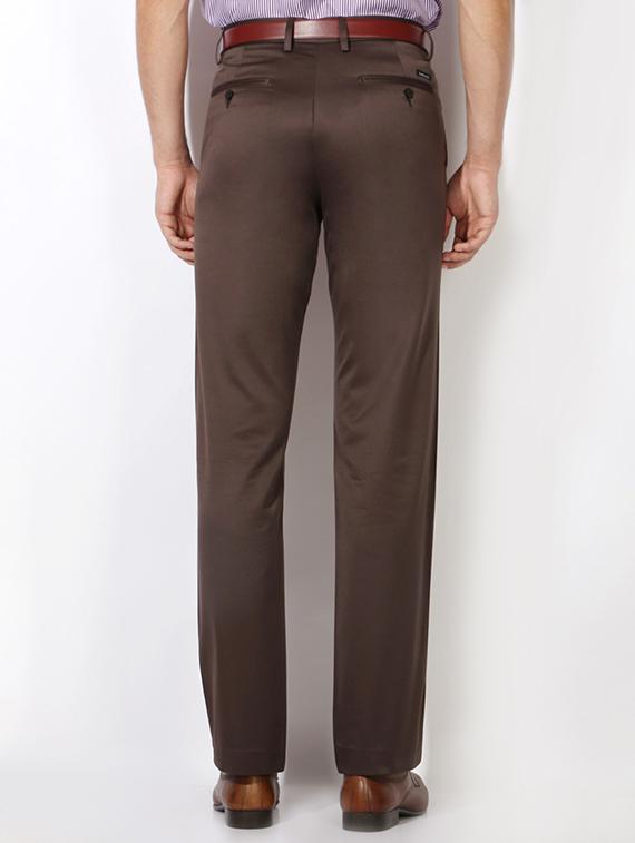 brown polyester blend flat front formal trouser - 15236361 - Zoom Image - 2