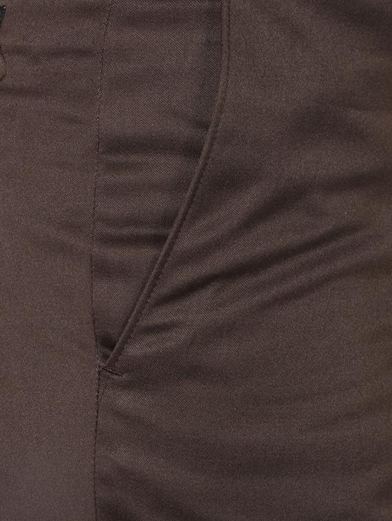 brown polyester blend flat front formal trouser - 15236361 - Zoom Image - 4