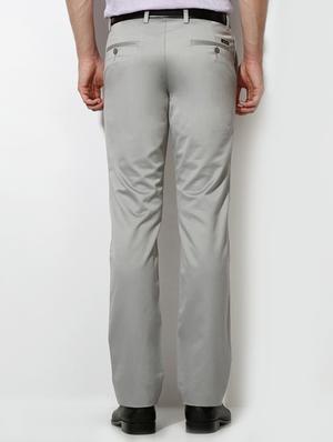 grey cotton blend flat front formal trouser - 15236362 - Standard Image - 2