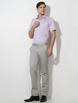 grey cotton blend flat front formal trouser - 15236362 - Standard Image - 3