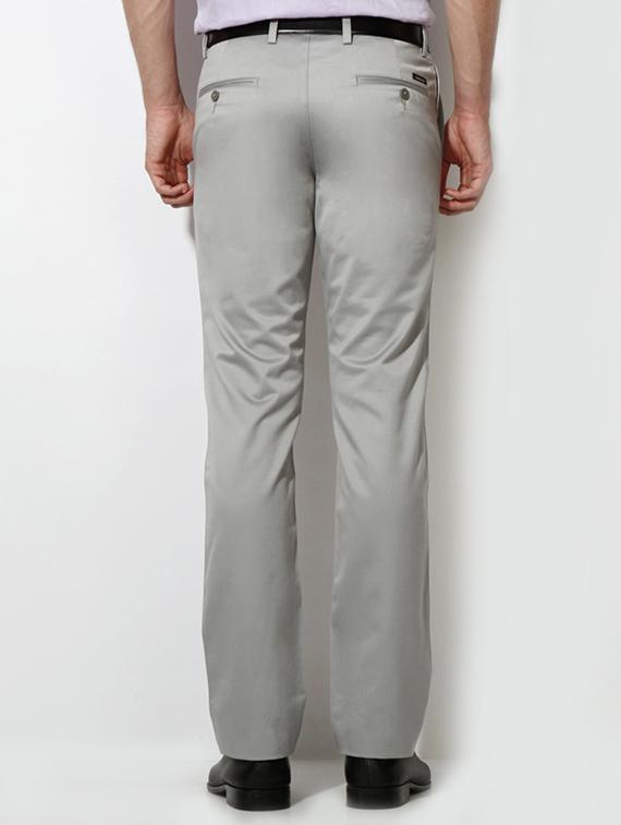 grey cotton blend flat front formal trouser - 15236362 - Zoom Image - 2