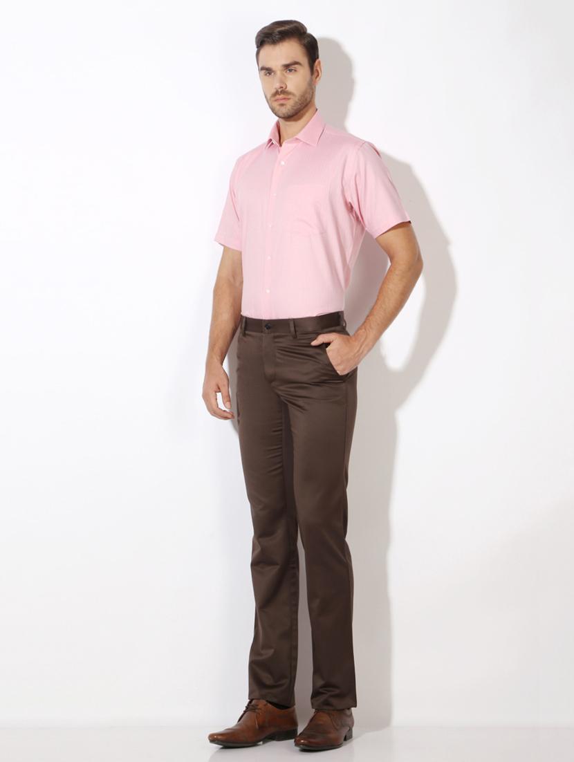 brown cotton blend flat front formal trouser - 15236363 - Zoom Image - 3