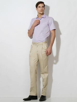 beige cotton blend pleated formal trouser - 15236365 - Standard Image - 3