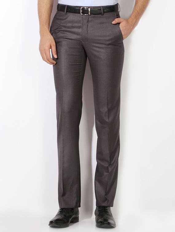 brown cotton blend flat front formal trouser - 15236366 - Zoom Image - 1