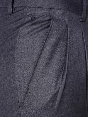 blue cotton blend pleated formal trouser - 15236368 - Standard Image - 4