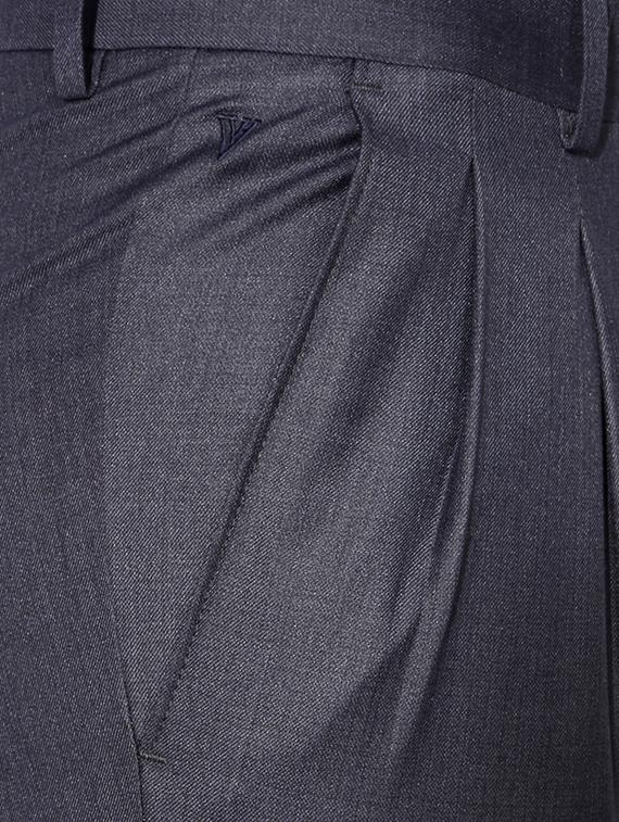 blue cotton blend pleated formal trouser - 15236368 - Zoom Image - 4
