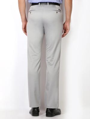 grey cotton blend flat front formal trouser - 15236370 - Standard Image - 2
