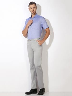 grey cotton blend flat front formal trouser - 15236370 - Standard Image - 3