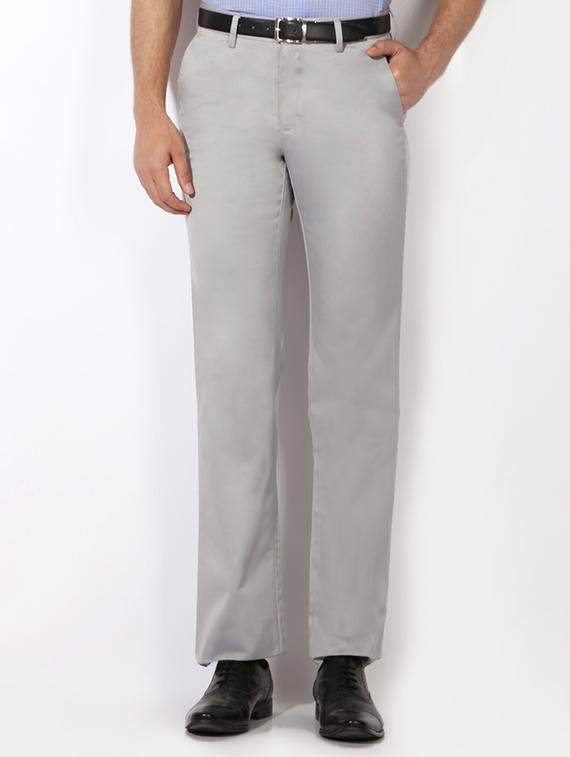 grey cotton blend flat front formal trouser - 15236370 - Zoom Image - 1