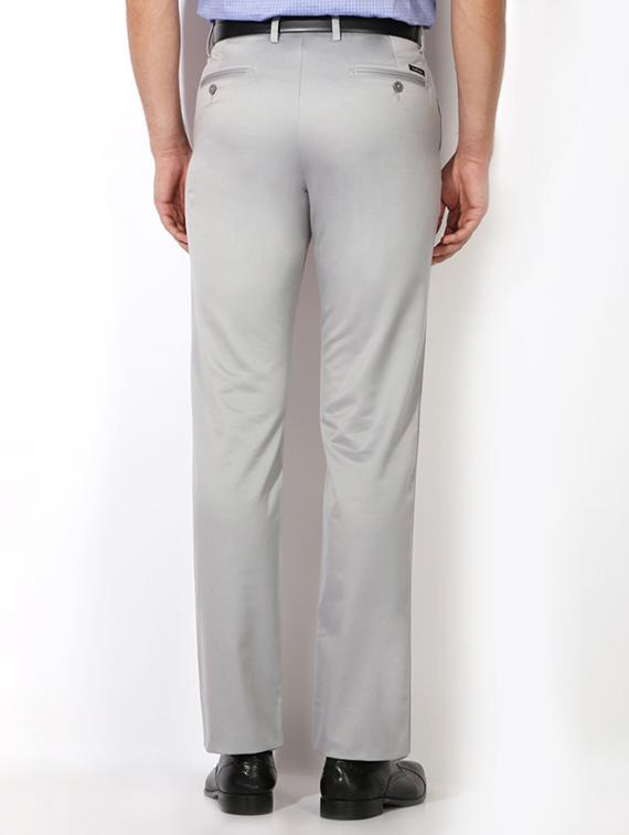grey cotton blend flat front formal trouser - 15236370 - Zoom Image - 2