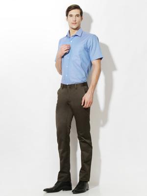 green cotton blend flat front formal trouser - 15236371 - Standard Image - 3