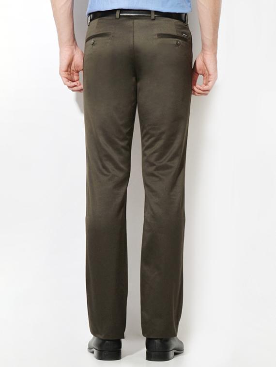 green cotton blend flat front formal trouser - 15236371 - Zoom Image - 2