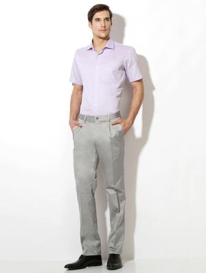 grey cotton blend pleated formal trouser - 15236376 - Standard Image - 3