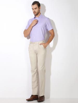 beige polyester blend pleated formal trouser - 15236377 - Standard Image - 3