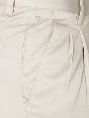beige polyester blend pleated formal trouser - 15236377 - Standard Image - 4