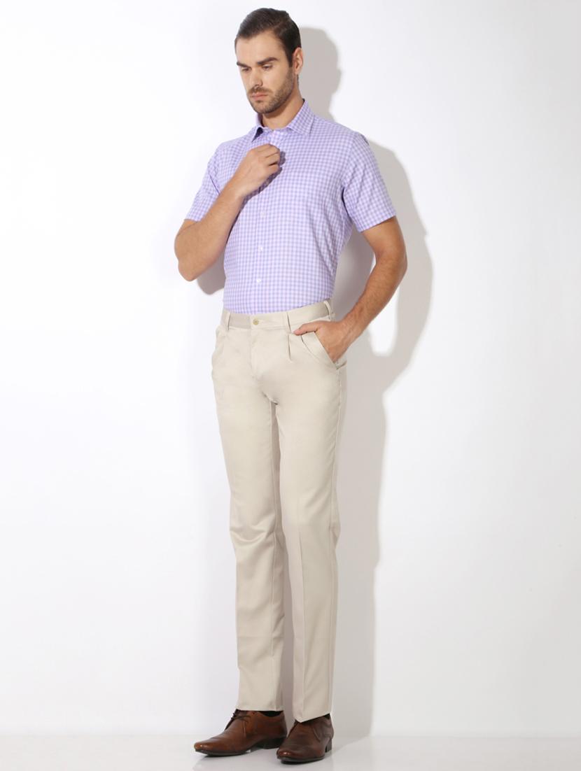 beige polyester blend pleated formal trouser - 15236377 - Zoom Image - 3