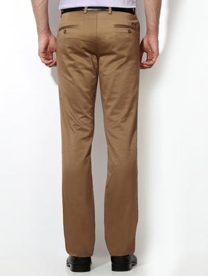 brown cotton blend flat front formal trouser - 15236387 - Standard Image - 2