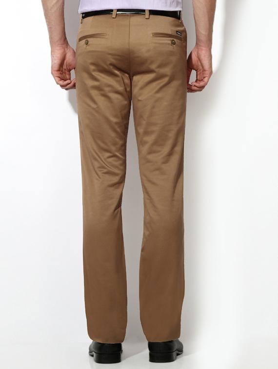 brown cotton blend flat front formal trouser - 15236387 - Zoom Image - 2