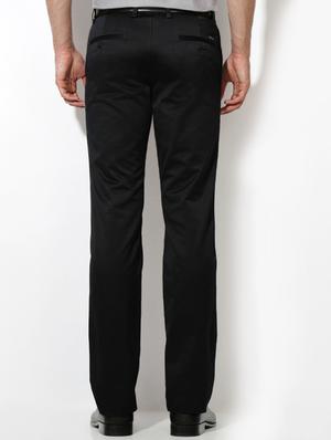 black cotton blend flat front formal trouser - 15236388 - Standard Image - 2