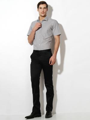 black cotton blend flat front formal trouser - 15236388 - Standard Image - 3