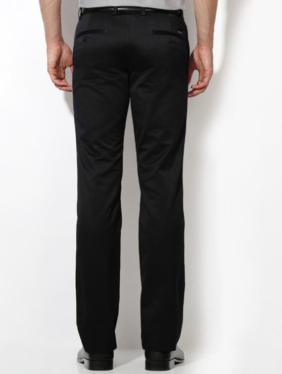 black cotton blend flat front formal trouser - 15236388 - Zoom Image - 2