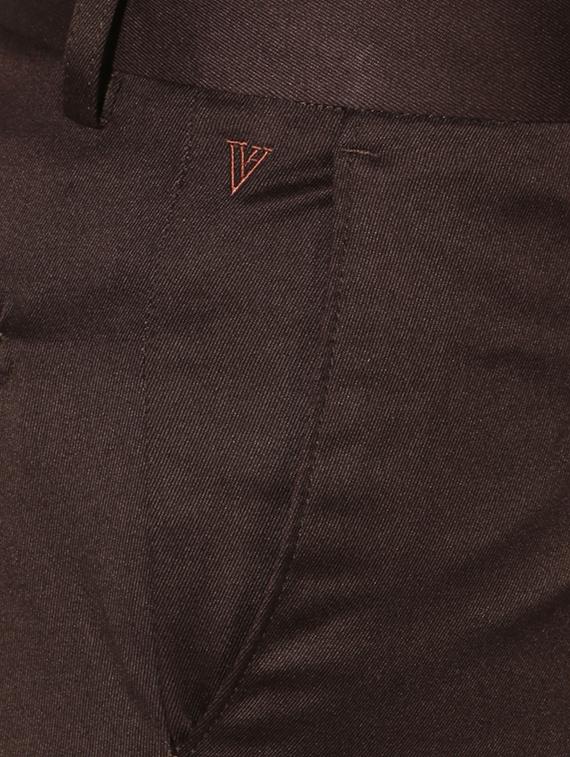 brown cotton blend flat front formal trouser - 15236389 - Zoom Image - 4