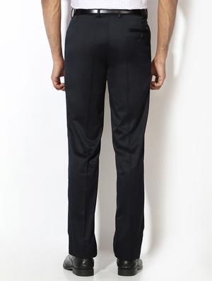 navy blue cotton blend pleated formal trouser - 15236393 - Standard Image - 2