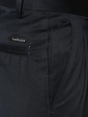 navy blue cotton blend pleated formal trouser - 15236393 - Standard Image - 3