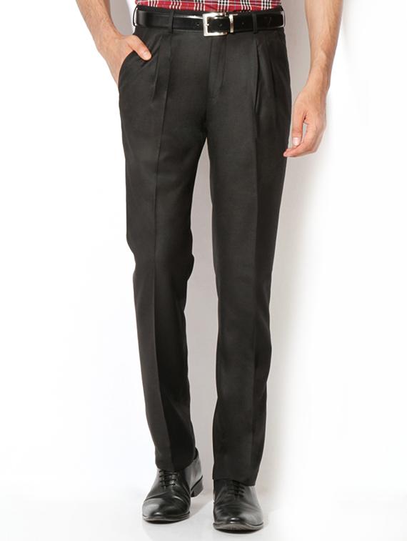 grey cotton blend pleated formal trouser - 15236397 - Zoom Image - 1