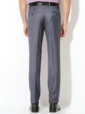 grey cotton blend flat front formal trouser - 15236412 - Standard Image - 2