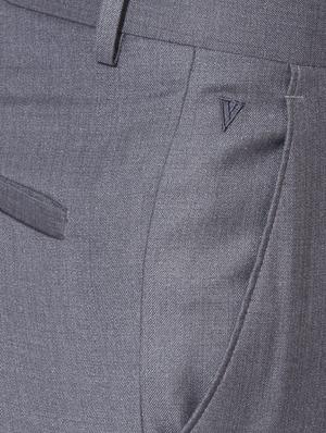 grey cotton blend flat front formal trouser - 15236412 - Standard Image - 3